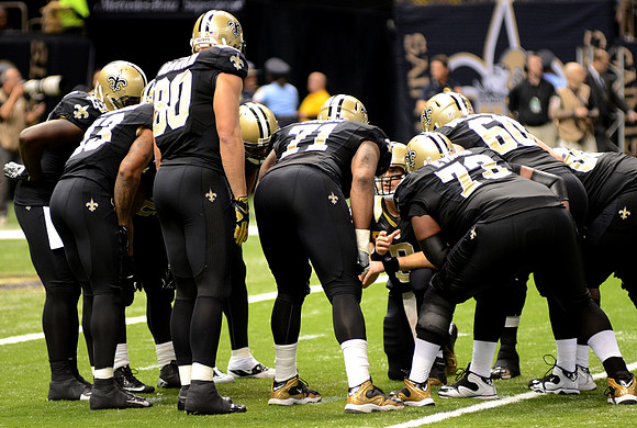 New Orleans Saints offense huddle