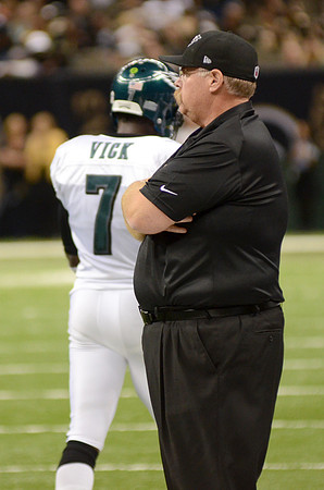 Philadelphia Eagles coach Andy Reid and Michael Vick