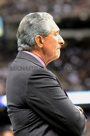 Atlanta Falcons owner Arthur Blank looks on from the sidelines as he team suffers its first loss.